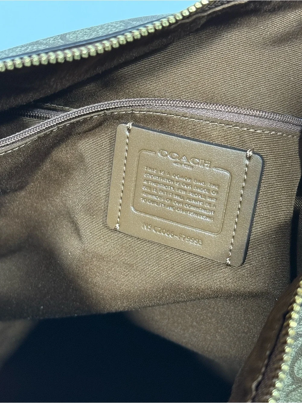 Coach Brown Signature Canvas and Leather Shoulder Bag with Gold Hardware